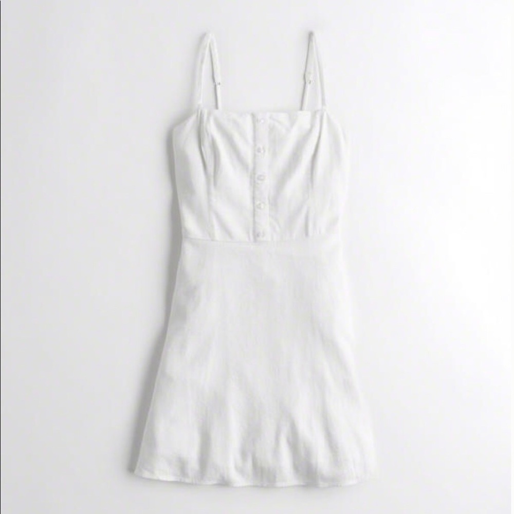 Button-Front Linen A-Line Dress